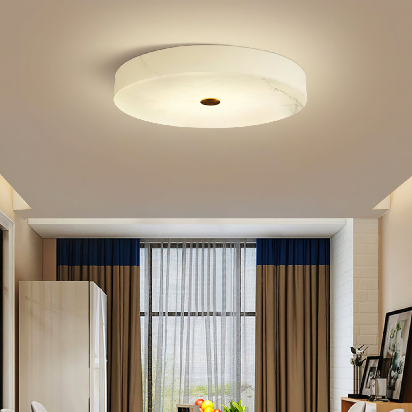 Tamoor Alabaster Ceiling Light - Handcrafted Natural Stone Flush Mount | Modern Low-Profile LED Ceiling Light