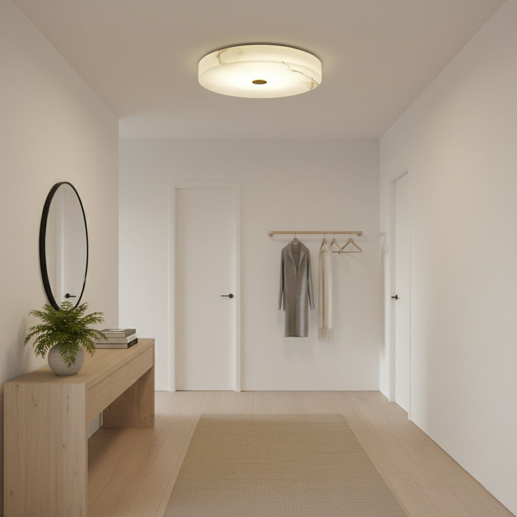 Tamoor Alabaster Ceiling Light - Handcrafted Natural Stone Flush Mount | Modern Low-Profile LED Ceiling Light