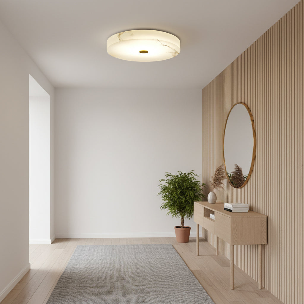 Tamoor Alabaster Ceiling Light - Handcrafted Natural Stone Flush Mount | Modern Low-Profile LED Ceiling Light