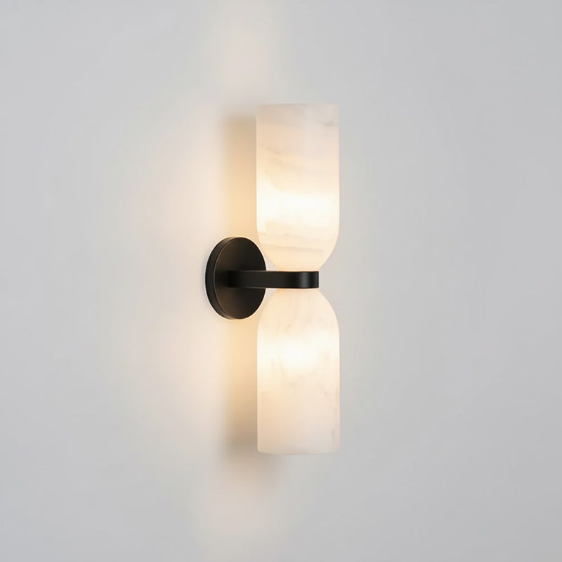 Tandem Alabaster Wall Lamp - Brass & Natural Alabaster Sconce | Modern Vertical Stone Wall Light