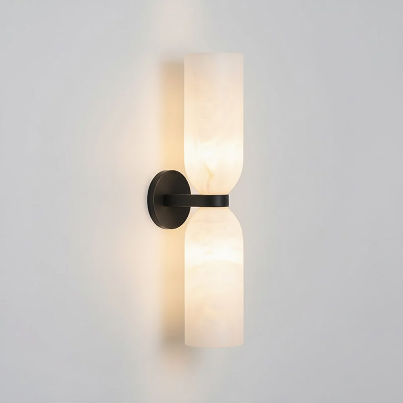 Tandem Alabaster Wall Lamp - Brass & Natural Alabaster Sconce | Modern Vertical Stone Wall Light