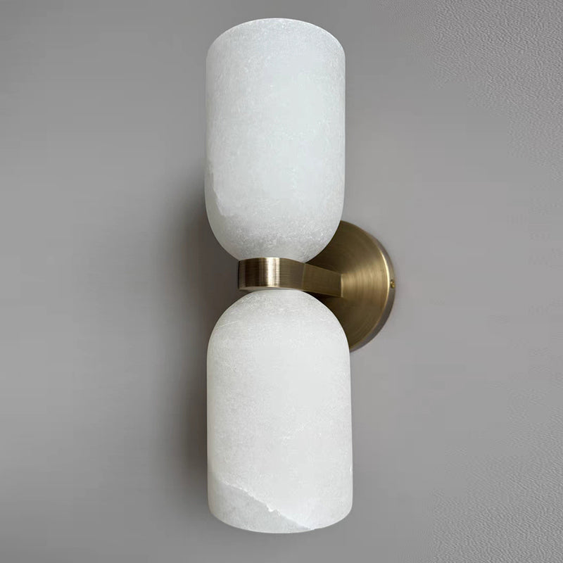 Tandem Alabaster Wall Lamp - Brass & Natural Alabaster Sconce | Modern Vertical Stone Wall Light