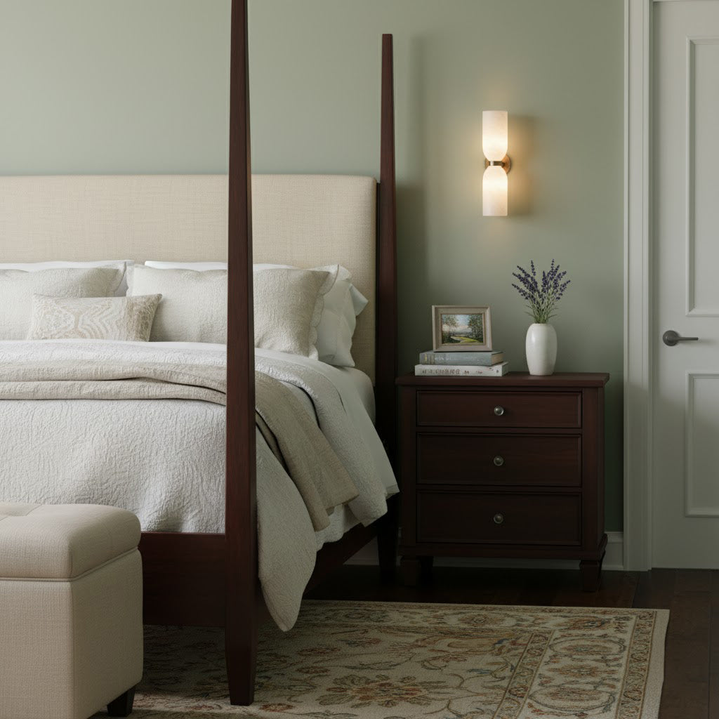 Tandem Alabaster Wall Lamp - Brass & Natural Alabaster Sconce | Modern Vertical Stone Wall Light