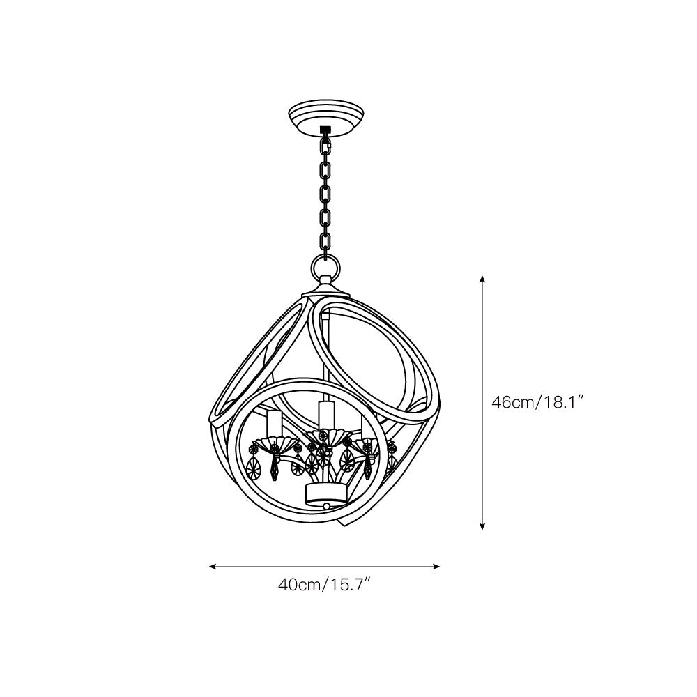 Taticollia Pendant Lamp - Handcrafted Wooden Globe Pendant | Farmhouse Crystal Cage Light