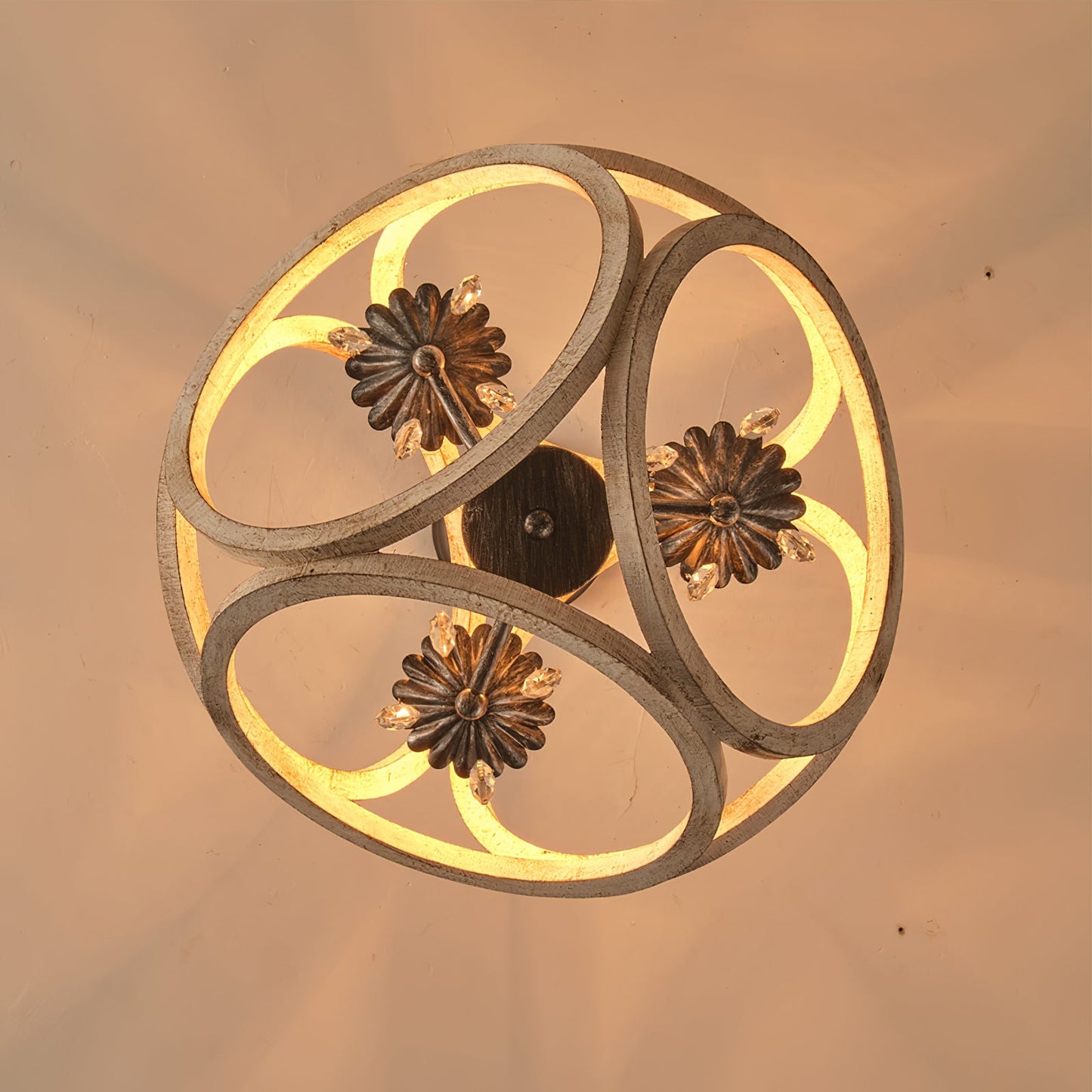 Taticollia Pendant Lamp - Handcrafted Wooden Globe Pendant | Farmhouse Crystal Cage Light