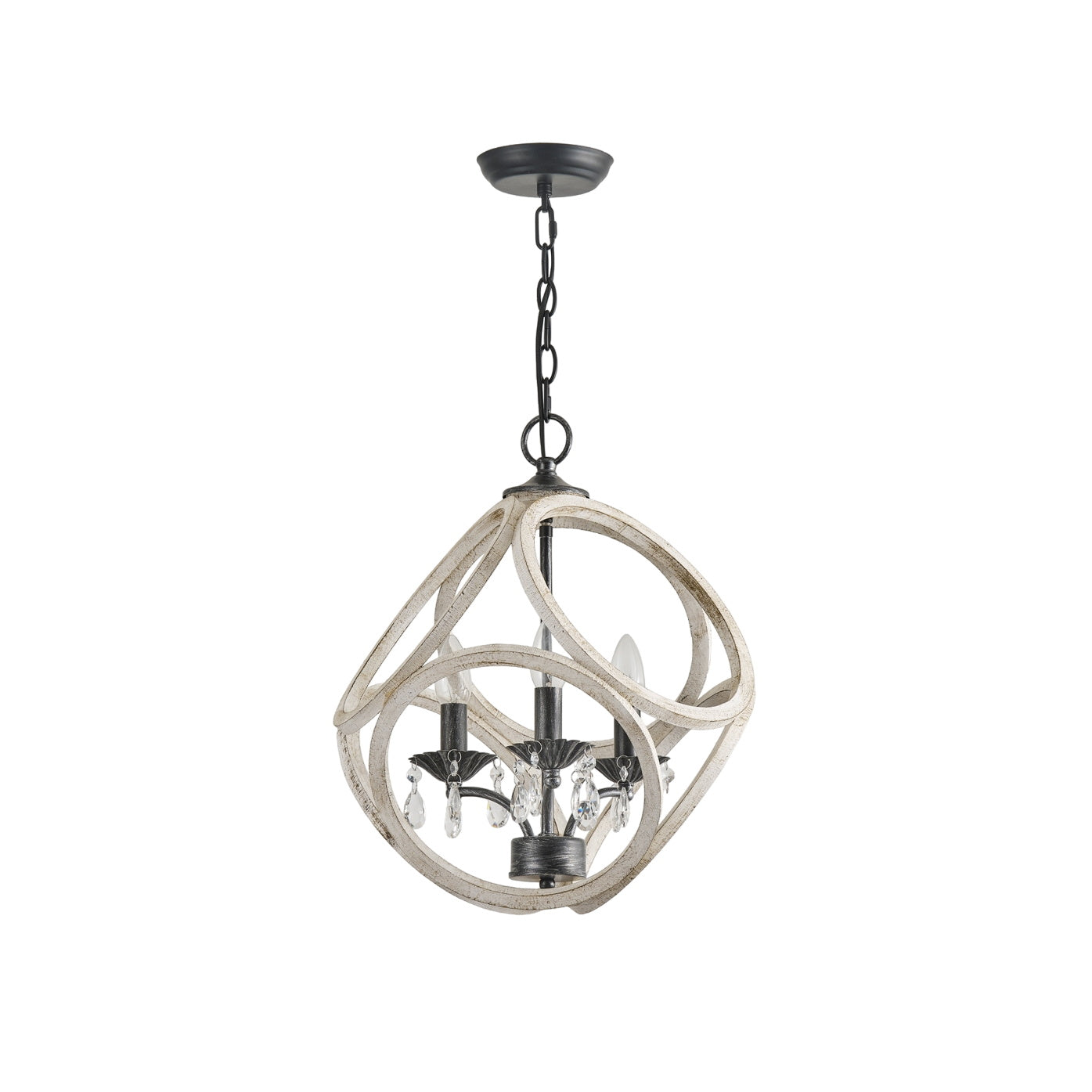 Taticollia Pendant Lamp - Handcrafted Wooden Globe Pendant | Farmhouse Crystal Cage Light