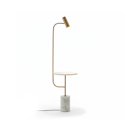 Tatum Floor Lamp - Natural Copper & White Marble Floor Light | Modern Adjustable Standing Lamp