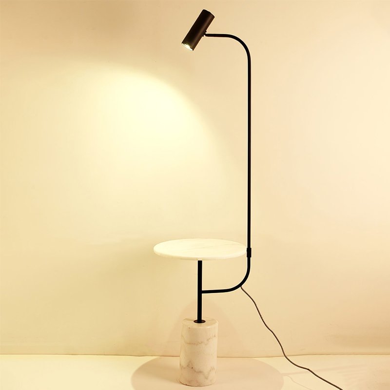 Tatum Floor Lamp - Natural Copper & White Marble Floor Light | Modern Adjustable Standing Lamp