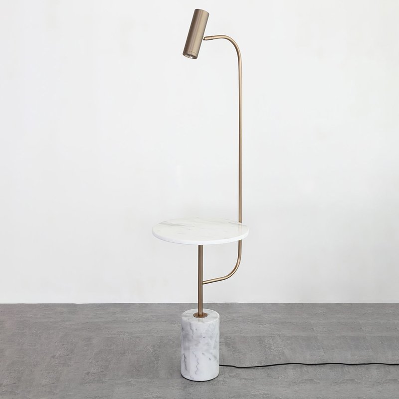 Tatum Floor Lamp - Natural Copper & White Marble Floor Light | Modern Adjustable Standing Lamp