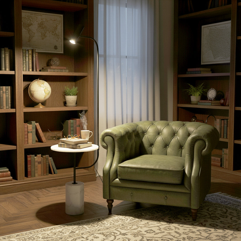 Tatum Floor Lamp - Natural Copper & White Marble Floor Light | Modern Adjustable Standing Lamp