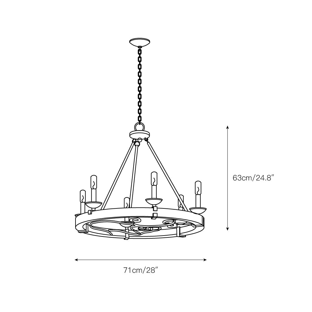 Taulbee Chandelier - Old Wood & Weathered Zinc Chandelier | Lodge-Inspired Rustic Wagon Wheel Light