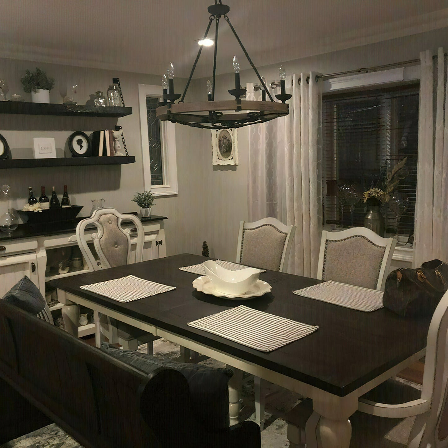 Taulbee Chandelier - Old Wood & Weathered Zinc Chandelier | Lodge-Inspired Rustic Wagon Wheel Light