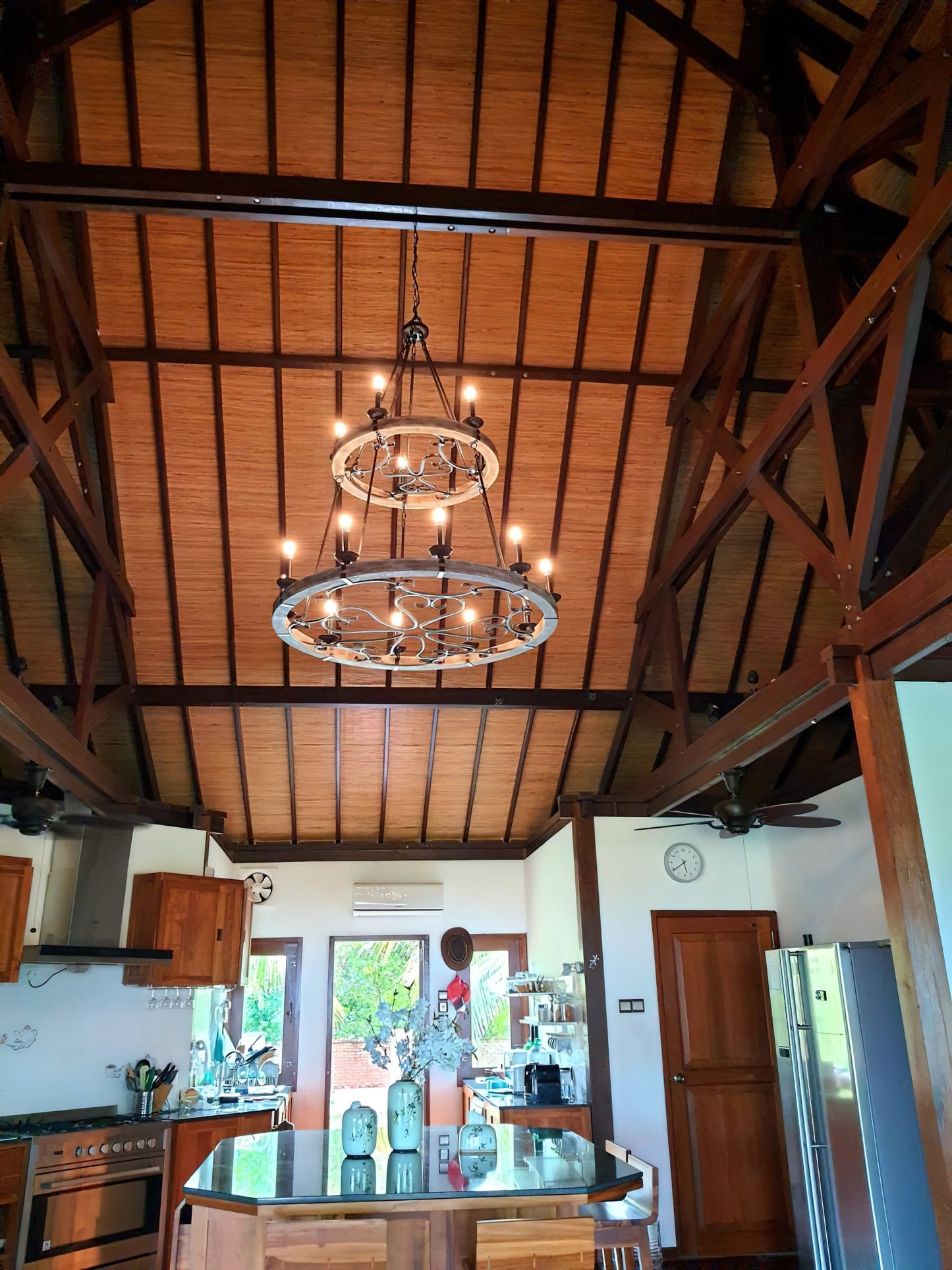 Taulbee Chandelier - Old Wood & Weathered Zinc Chandelier | Lodge-Inspired Rustic Wagon Wheel Light