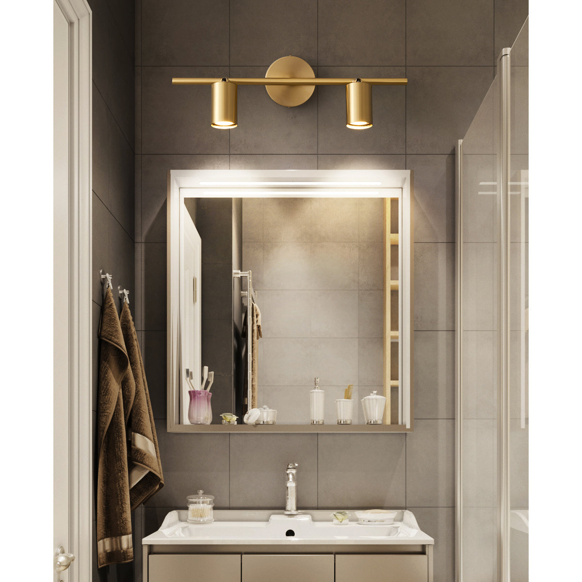 Taylor Adjustable Head Wall Lamp - Rotating Brass Spotlight Sconce | Multi-Head Ceiling & Wall Light