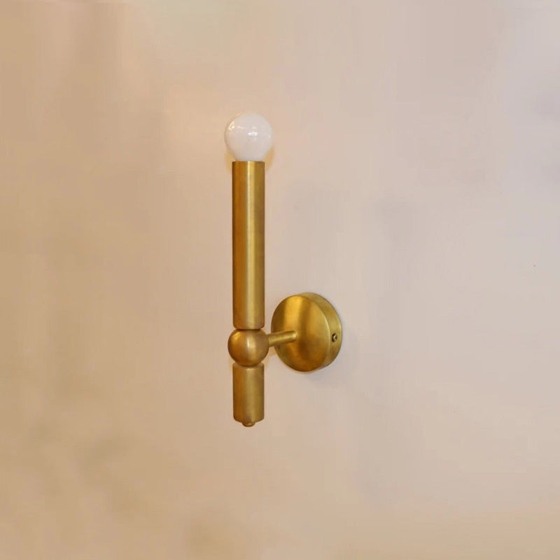 Taylor Brass Wall Lamp - Curving Industrial Brass Sconce | Sleek Minimalist Wall Light