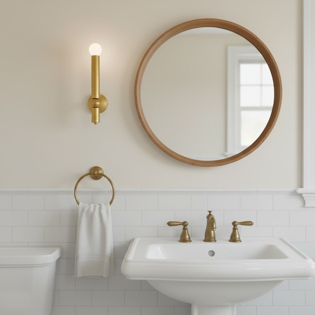 Taylor Brass Wall Lamp - Curving Industrial Brass Sconce | Sleek Minimalist Wall Light