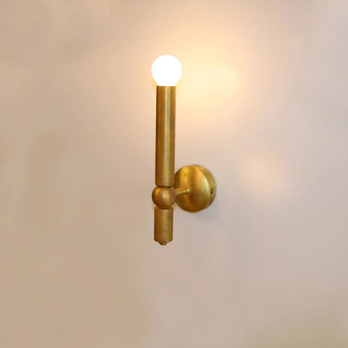 Taylor Brass Wall Lamp - Curving Industrial Brass Sconce | Sleek Minimalist Wall Light