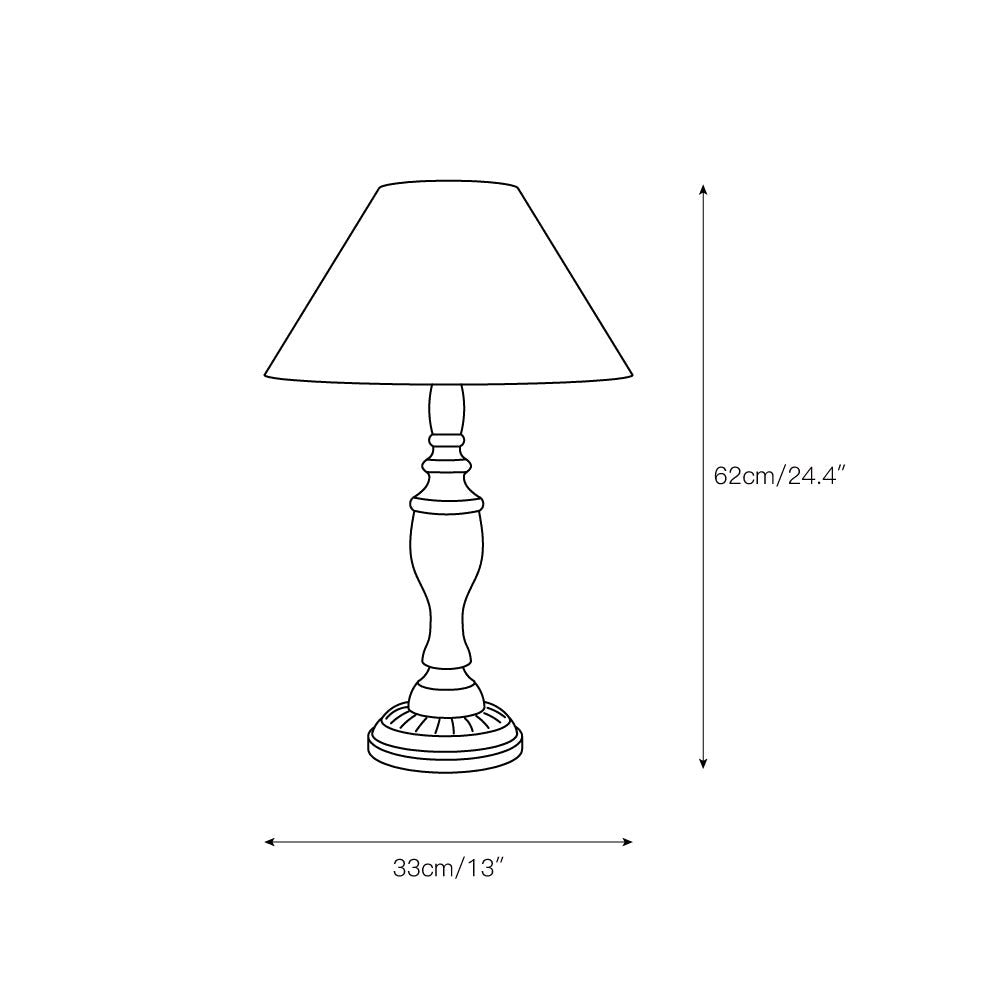 Teos Table Lamp - Spindle Carved Wood Table Light | Modern Farmhouse Linen Shade Accent Lamp