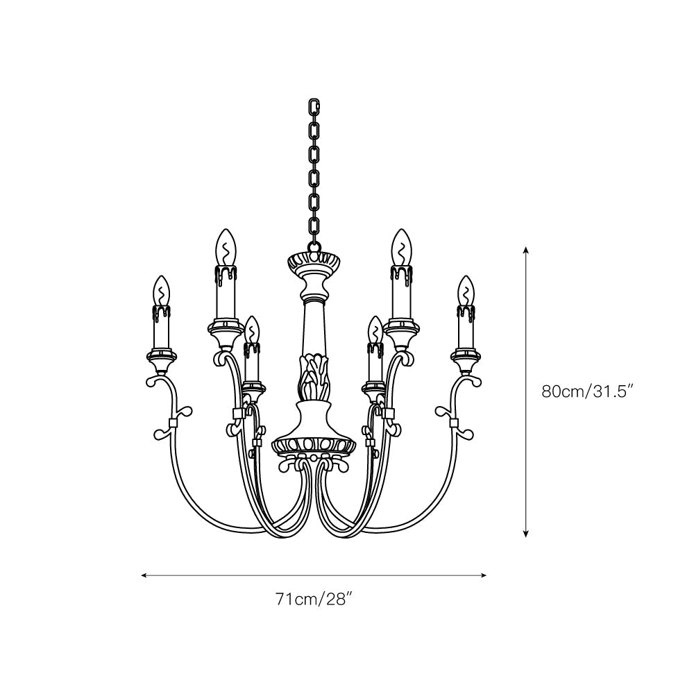 Teresina Chandelier - Hand-Carved Old Wood & Rust Iron Chandelier | Rustic French Country Hanging Light