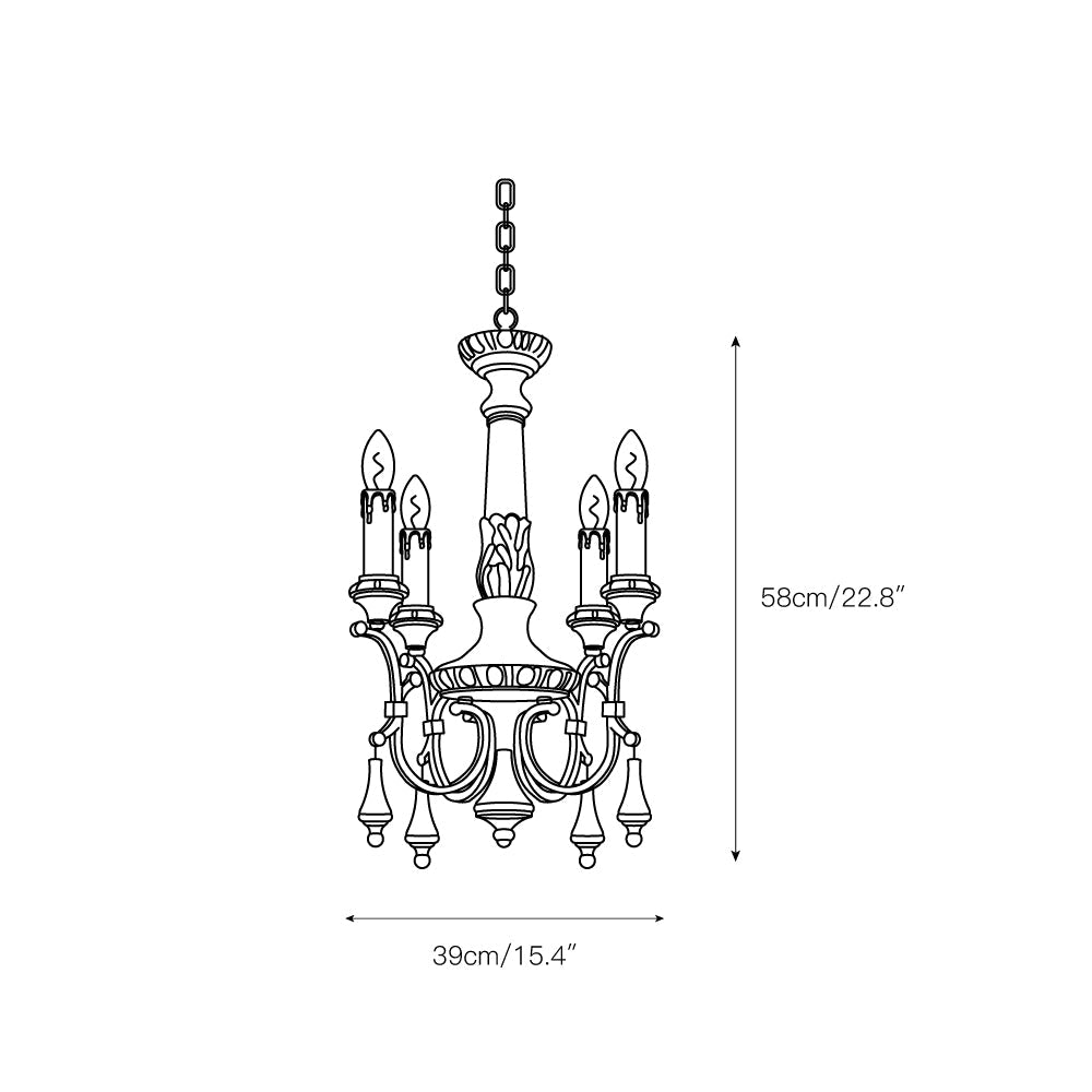 Teresina Chandelier - Hand-Carved Old Wood & Rust Iron Chandelier | Rustic French Country Hanging Light