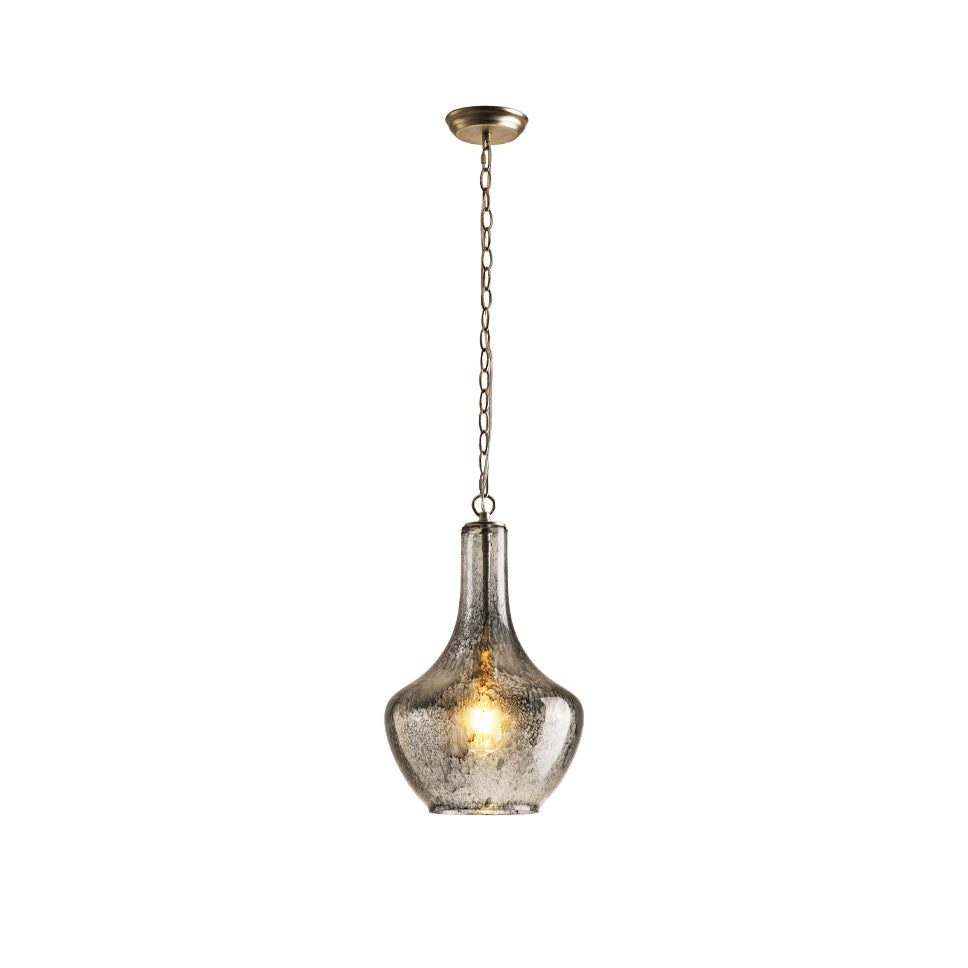 Terina Pendant Lamp - Antiqued Mottled Glass Hanging Light | Rustic Old-World Kitchen & Dining Pendant