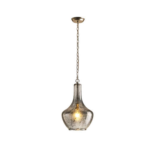 Terina Pendant Lamp - Antiqued Mottled Glass Hanging Light | Rustic Old-World Kitchen & Dining Pendant