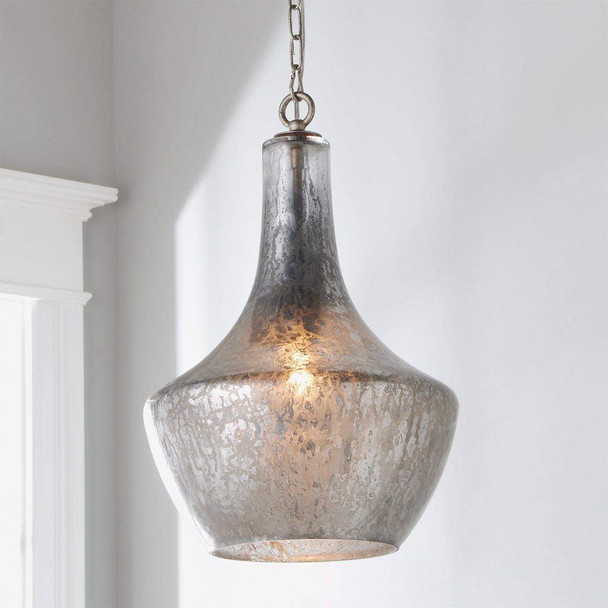 Terina Pendant Lamp - Antiqued Mottled Glass Hanging Light | Rustic Old-World Kitchen & Dining Pendant