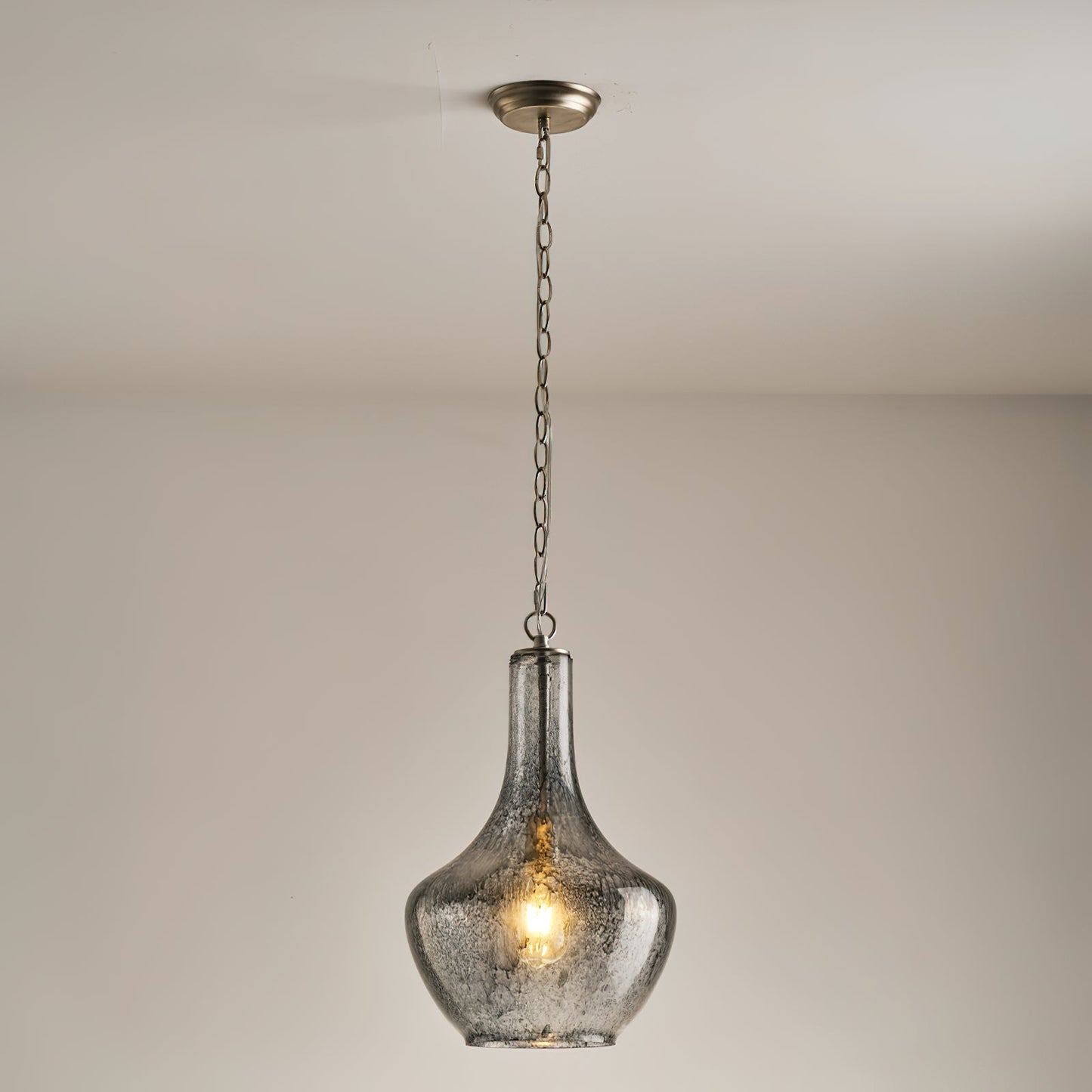 Terina Pendant Lamp - Antiqued Mottled Glass Hanging Light | Rustic Old-World Kitchen & Dining Pendant