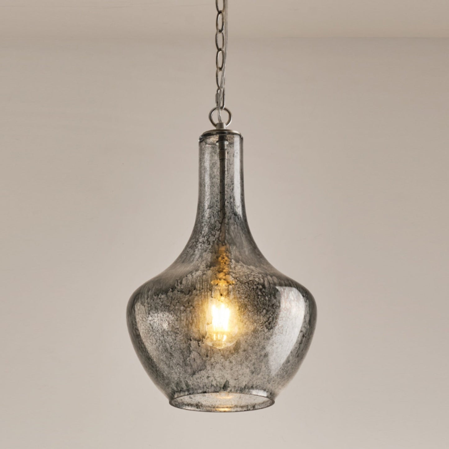 Terina Pendant Lamp - Antiqued Mottled Glass Hanging Light | Rustic Old-World Kitchen & Dining Pendant