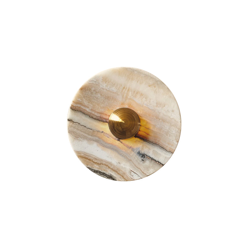 Terkel Marble Wall Lamp - Round Natural Marble Disc Sconce | Luxury Stone Wall Light