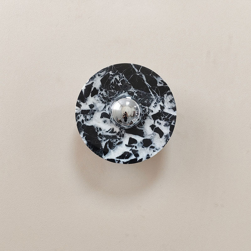Terkel Marble Wall Lamp - Round Natural Marble Disc Sconce | Luxury Stone Wall Light