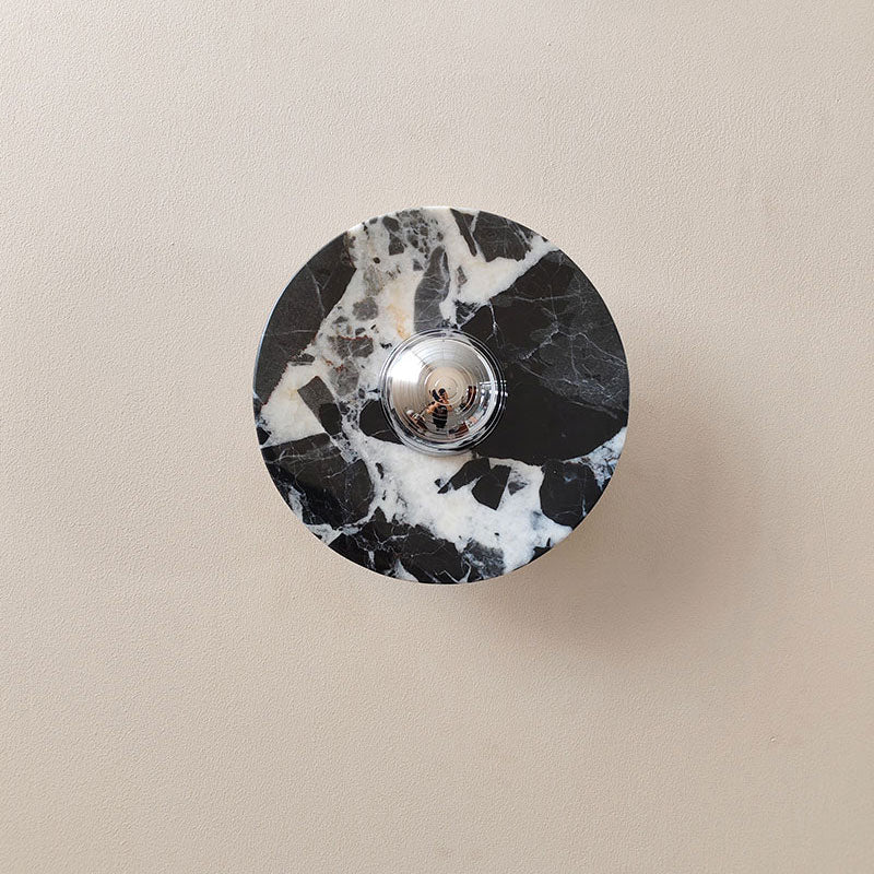 Terkel Marble Wall Lamp - Round Natural Marble Disc Sconce | Luxury Stone Wall Light