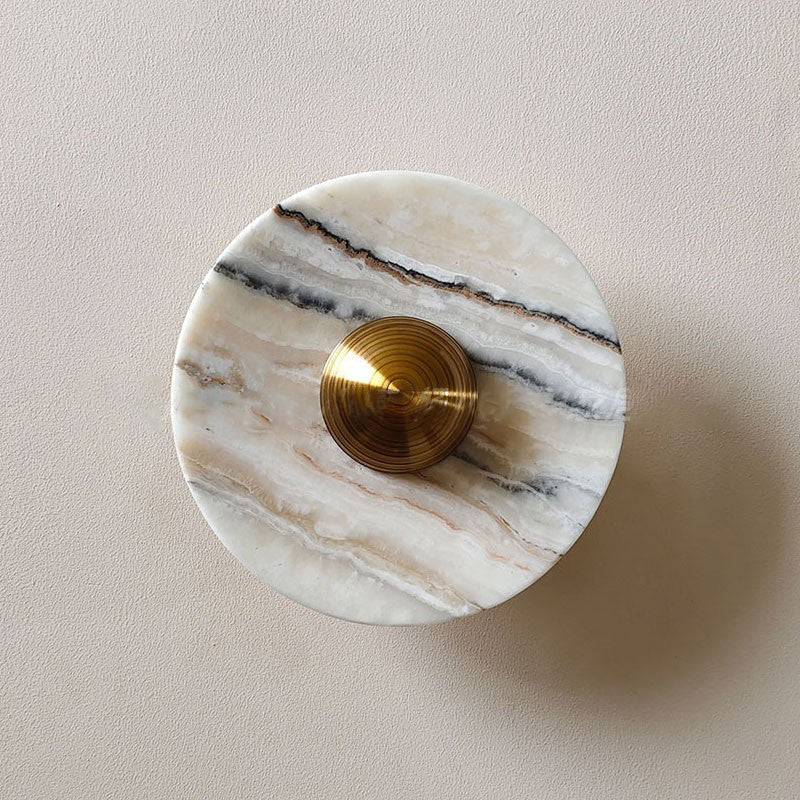 Terkel Marble Wall Lamp - Round Natural Marble Disc Sconce | Luxury Stone Wall Light
