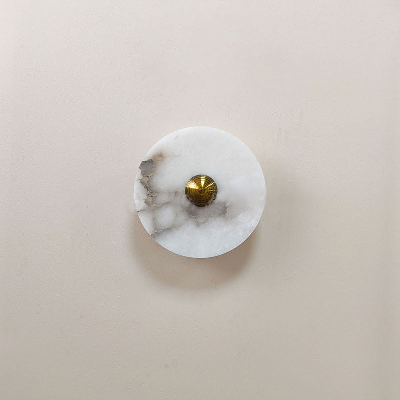 Terkel Marble Wall Lamp - Round Natural Marble Disc Sconce | Luxury Stone Wall Light