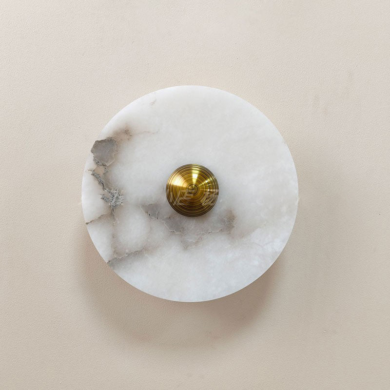 Terkel Marble Wall Lamp - Round Natural Marble Disc Sconce | Luxury Stone Wall Light