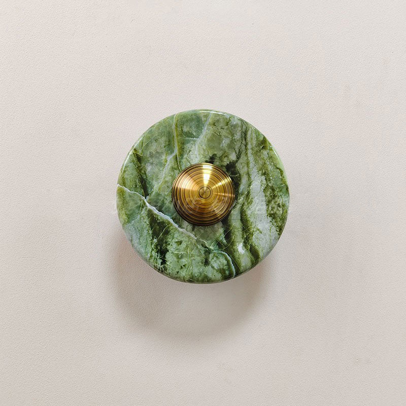 Terkel Marble Wall Lamp - Round Natural Marble Disc Sconce | Luxury Stone Wall Light