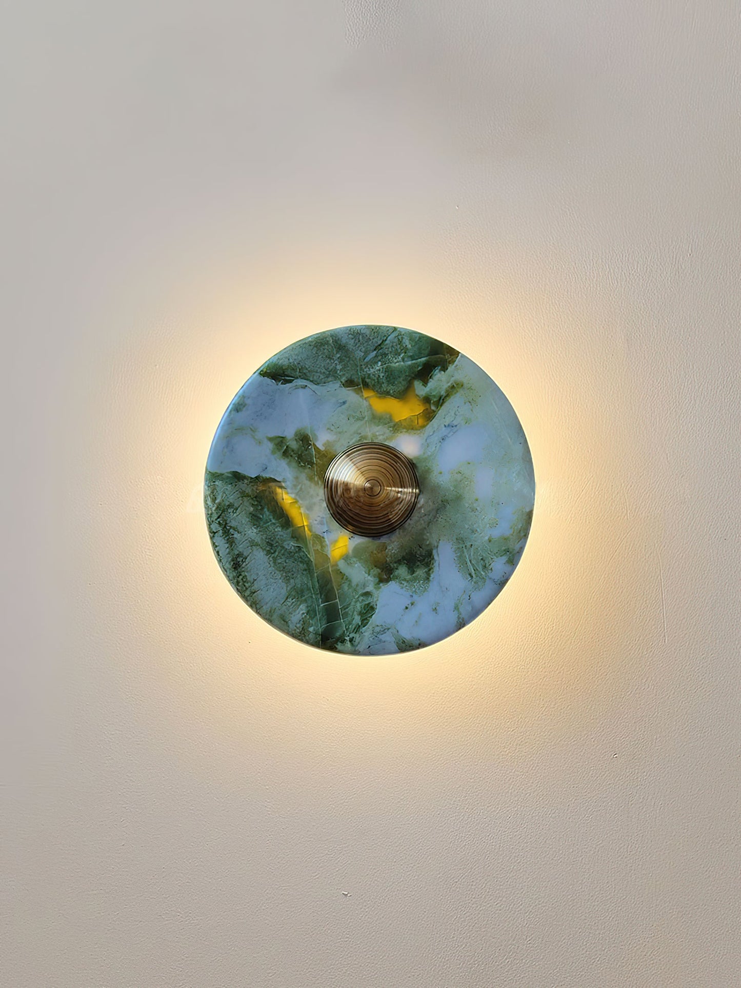 Terkel Marble Wall Lamp - Round Natural Marble Disc Sconce | Luxury Stone Wall Light