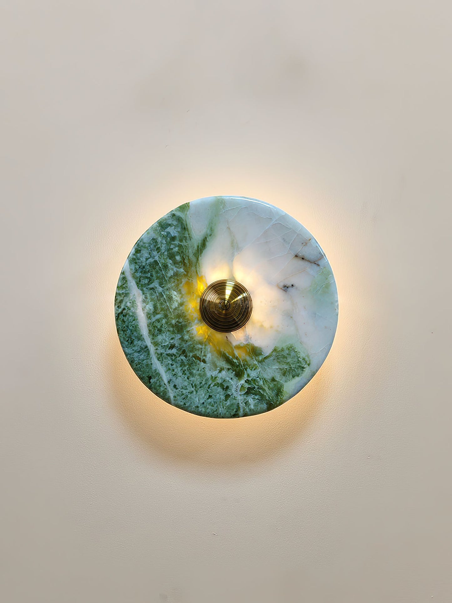 Terkel Marble Wall Lamp - Round Natural Marble Disc Sconce | Luxury Stone Wall Light