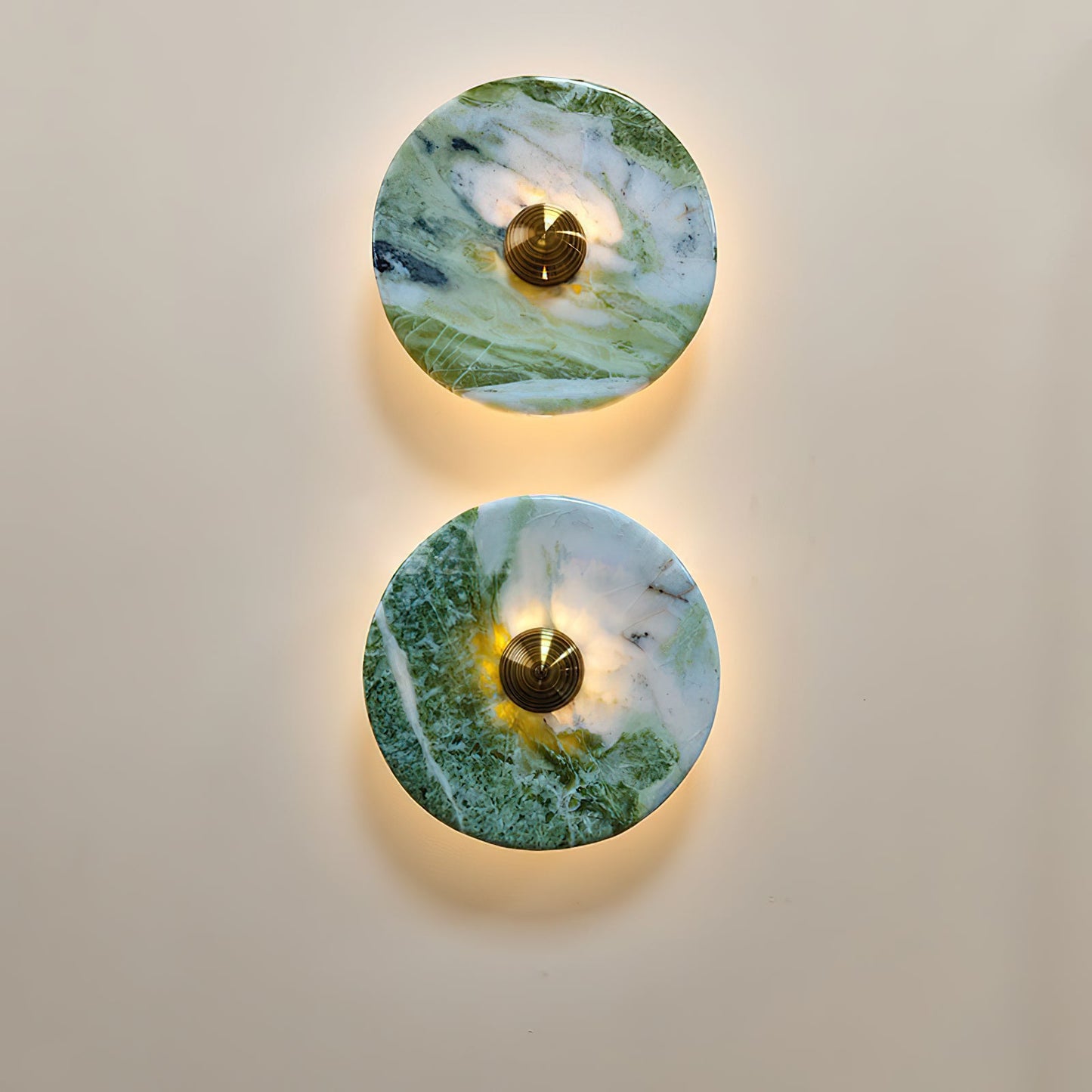 Terkel Marble Wall Lamp - Round Natural Marble Disc Sconce | Luxury Stone Wall Light