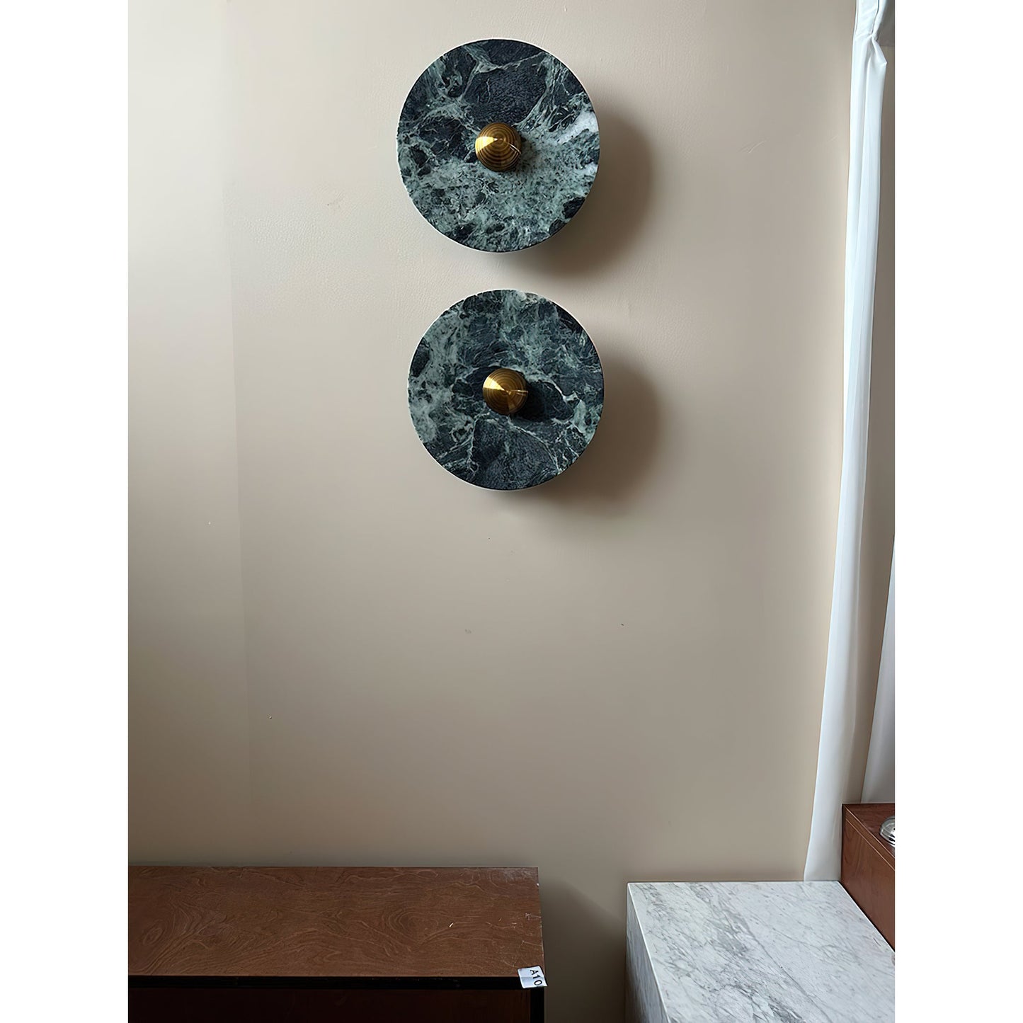 Terkel Marble Wall Lamp - Round Natural Marble Disc Sconce | Luxury Stone Wall Light