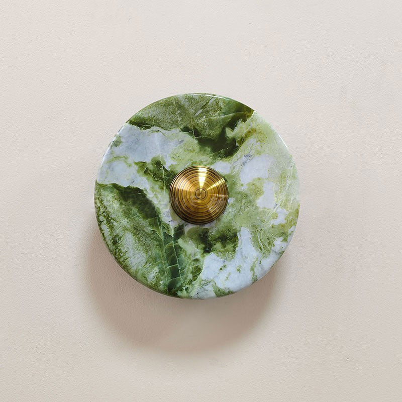 Terkel Marble Wall Lamp - Round Natural Marble Disc Sconce | Luxury Stone Wall Light
