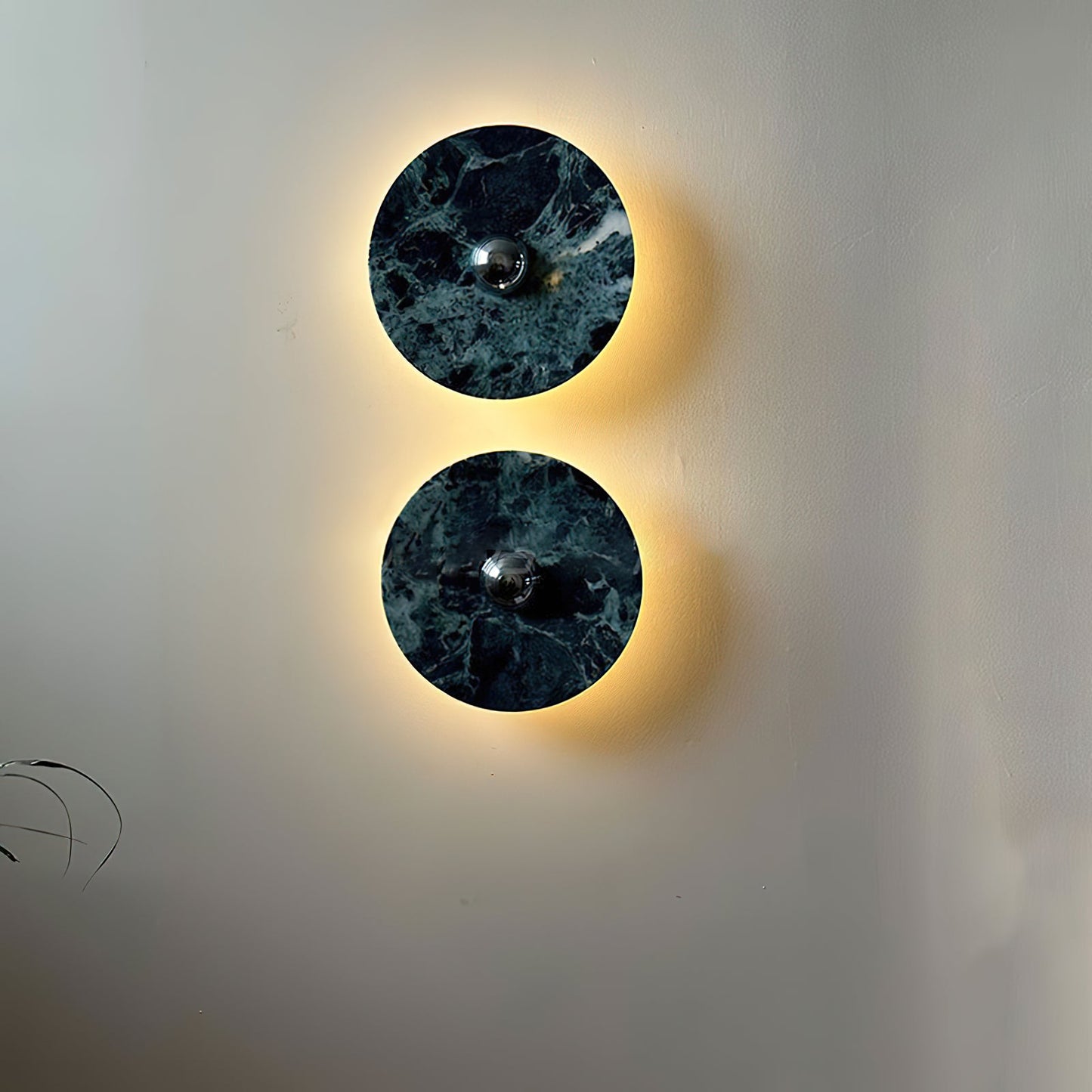 Terkel Marble Wall Lamp - Round Natural Marble Disc Sconce | Luxury Stone Wall Light