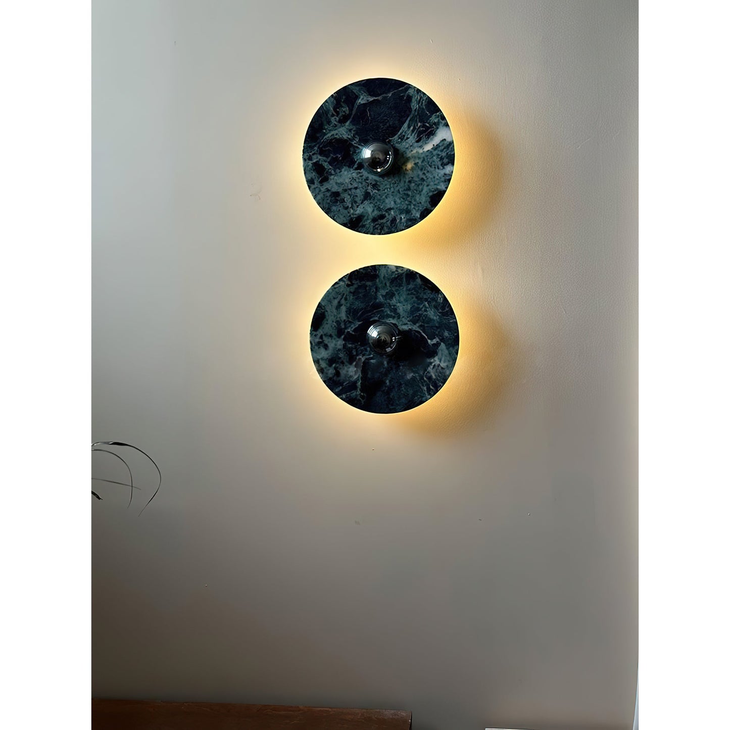 Terkel Marble Wall Lamp - Round Natural Marble Disc Sconce | Luxury Stone Wall Light