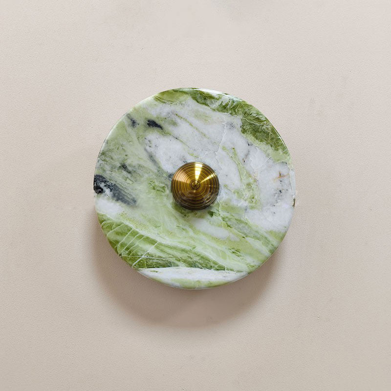 Terkel Marble Wall Lamp - Round Natural Marble Disc Sconce | Luxury Stone Wall Light