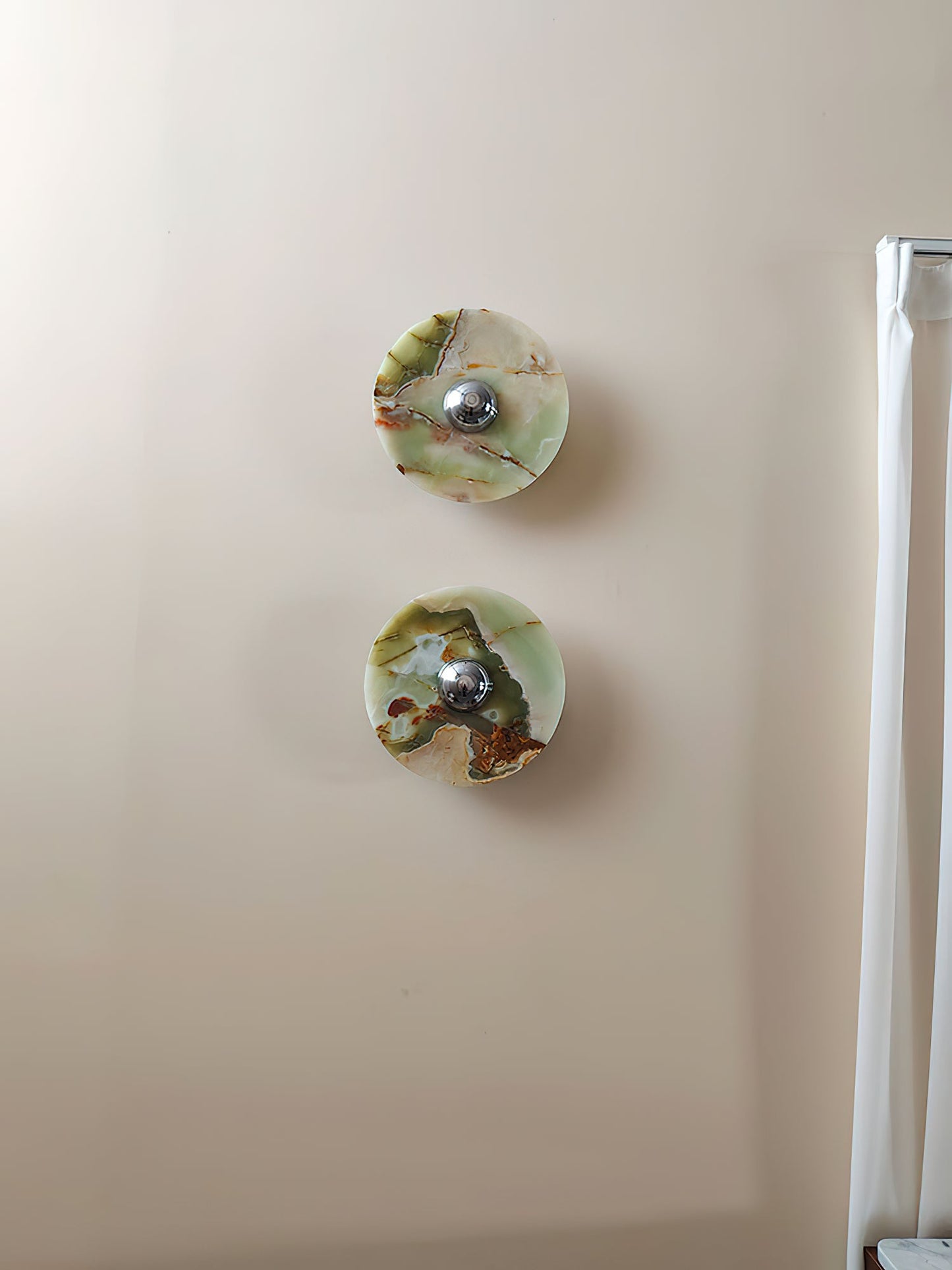 Terkel Marble Wall Lamp - Round Natural Marble Disc Sconce | Luxury Stone Wall Light