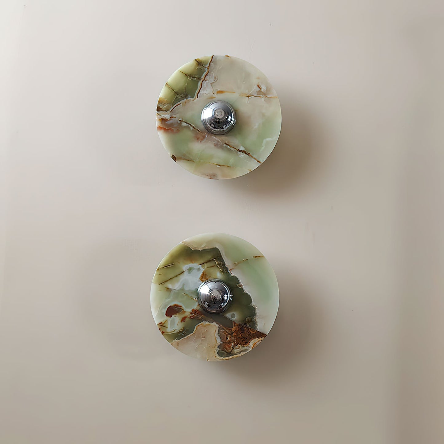 Terkel Marble Wall Lamp - Round Natural Marble Disc Sconce | Luxury Stone Wall Light
