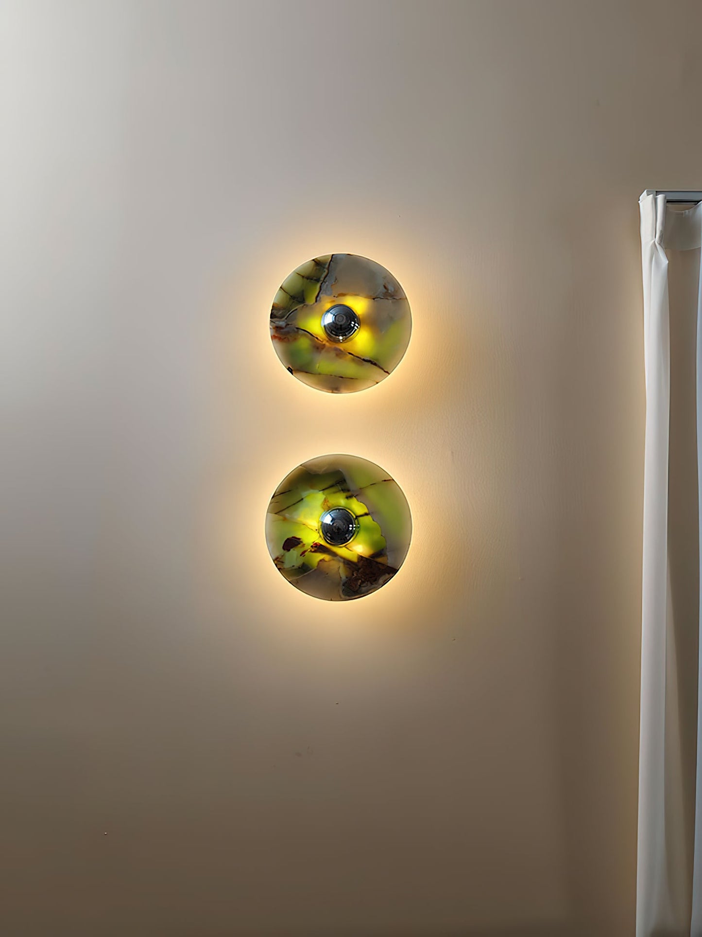 Terkel Marble Wall Lamp - Round Natural Marble Disc Sconce | Luxury Stone Wall Light