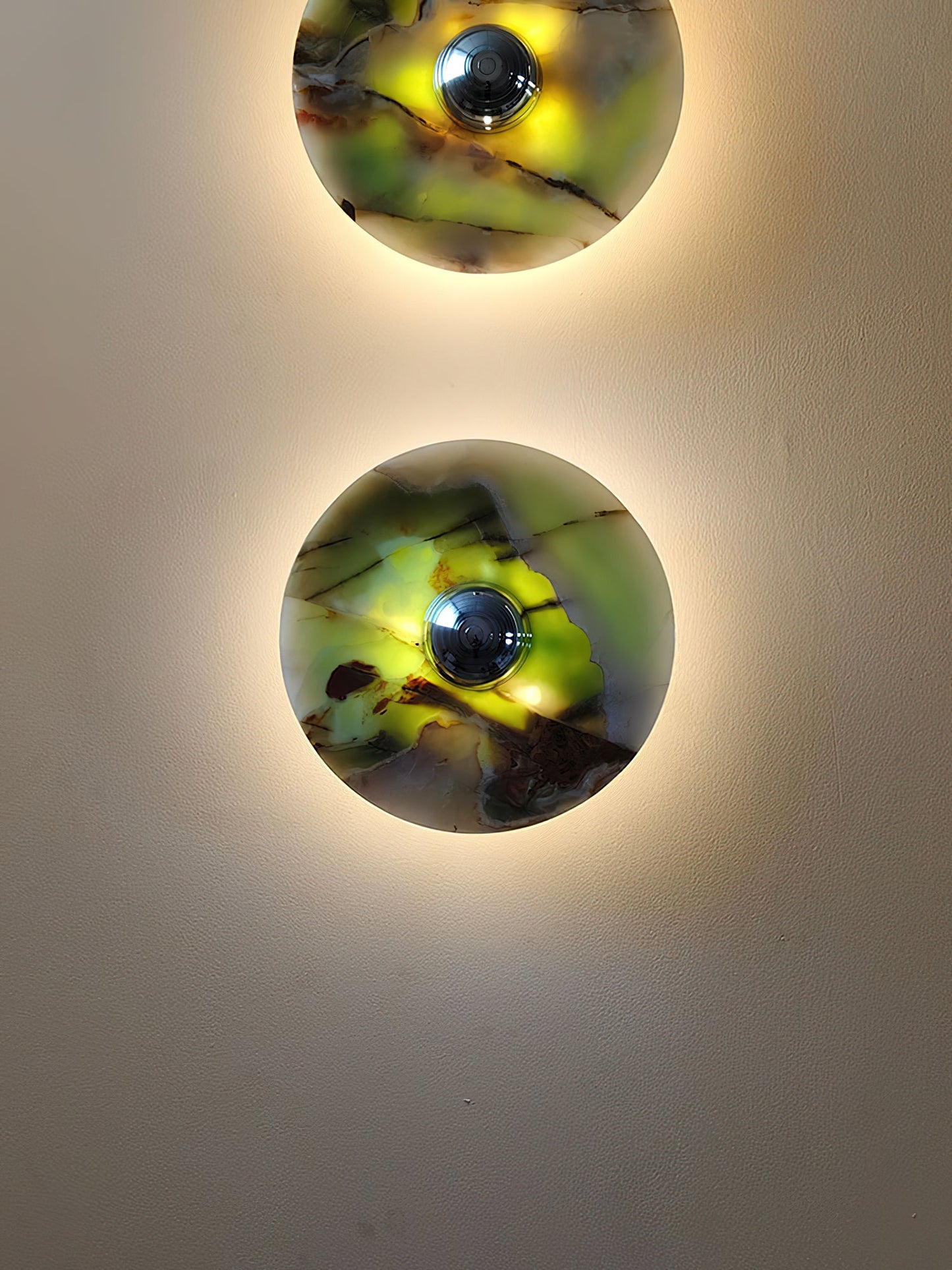 Terkel Marble Wall Lamp - Round Natural Marble Disc Sconce | Luxury Stone Wall Light