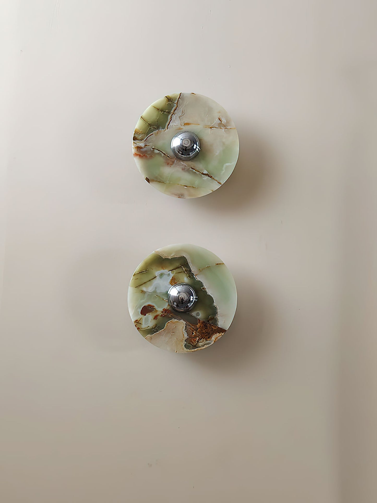 Terkel Marble Wall Lamp - Round Natural Marble Disc Sconce | Luxury Stone Wall Light