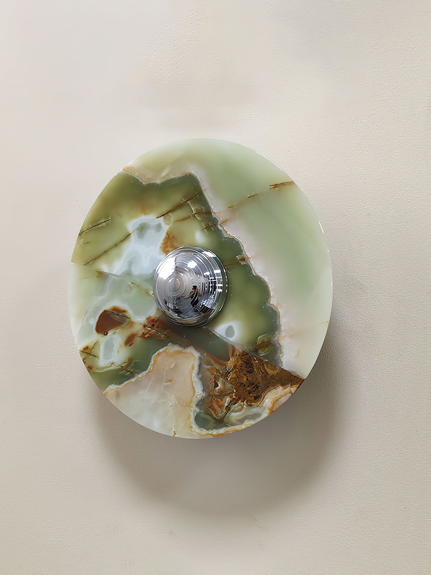 Terkel Marble Wall Lamp - Round Natural Marble Disc Sconce | Luxury Stone Wall Light
